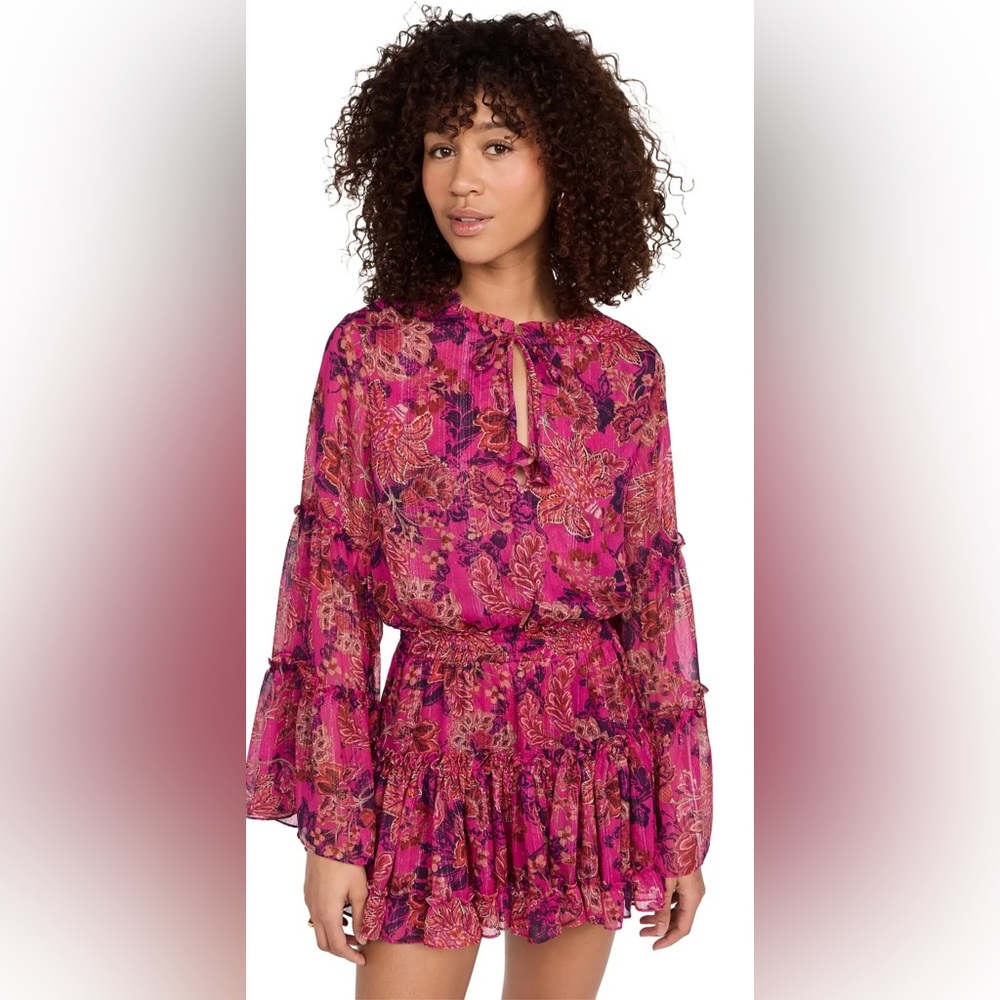 NWT MISA Los Angeles Lee a Mini Dress in Fuschia Batik‎ Sz Small